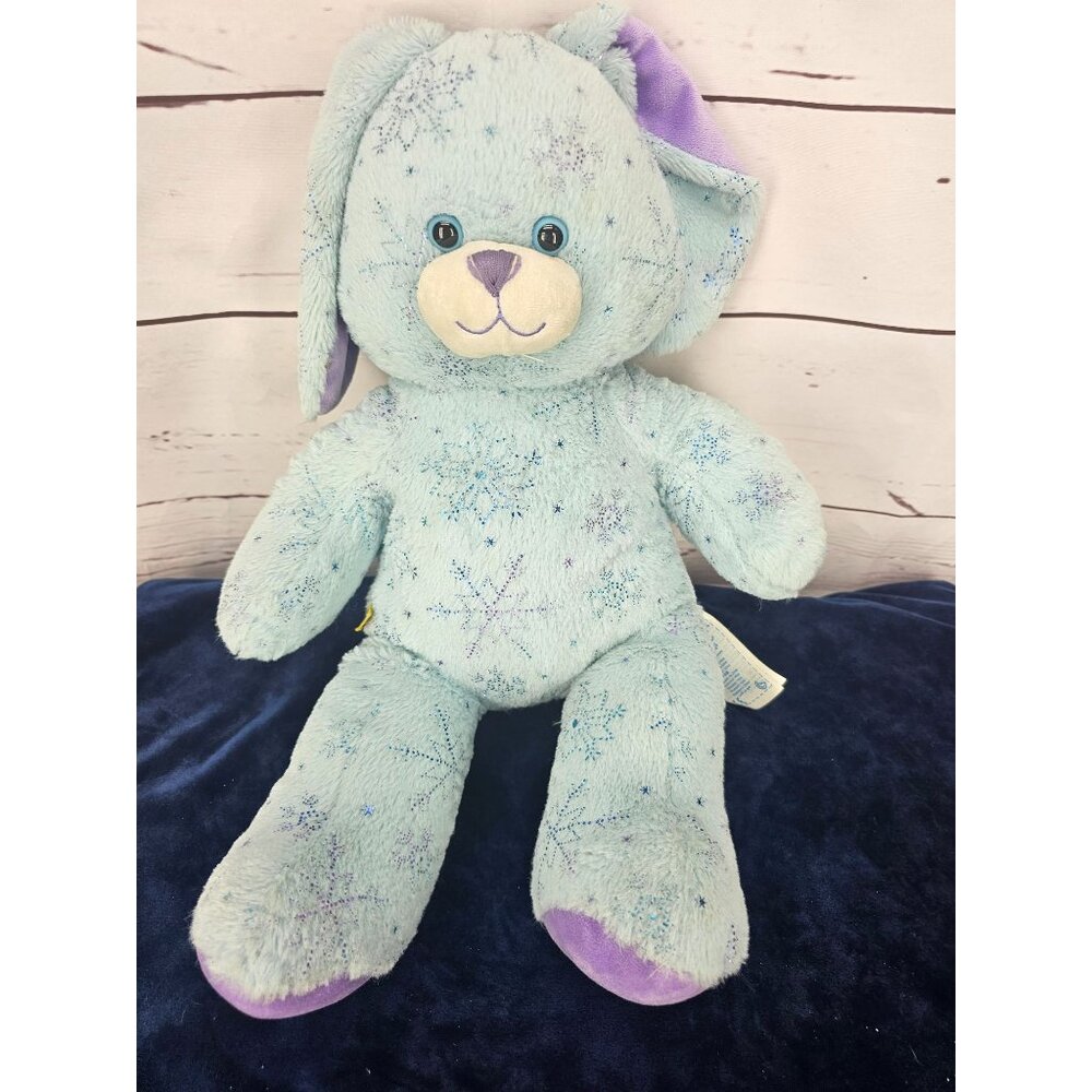 Build a Bear BABW Blue Bunny Rabbit Plush Stuffed Animal Sparkle Snowflake 2013